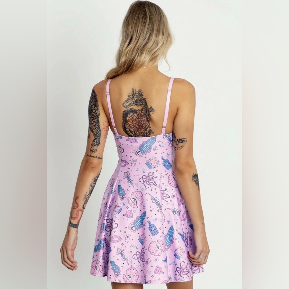 NWT Blackmilk I Was A Teenage Sea Witch Mini Strappy Dress Pink Size Large - Picture 4 of 12